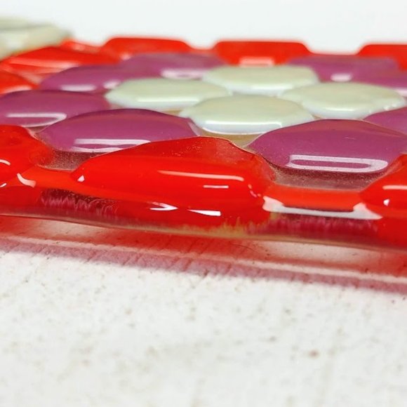 Set of 2 Fused Glass Granny Square Coasters - Picture 3 of 7